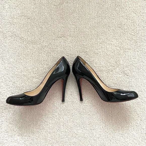 Christian Louboutin Black Patent Leather Pumps Heels - Picture 3 of 6